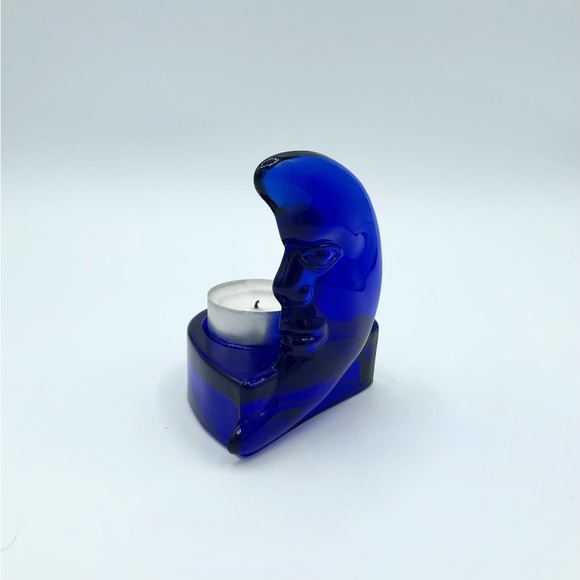Cobalt Blue Moon Tea Light Candle Holders 🌙 - Picture 2 of 7